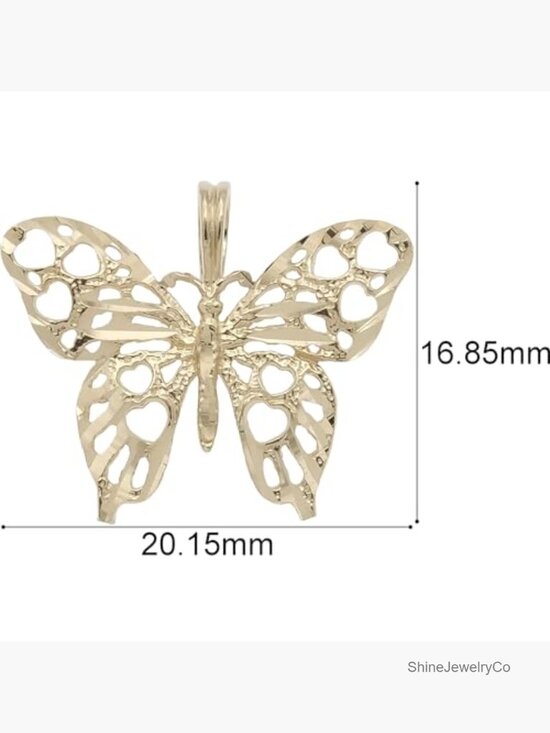 14k Mini Butterfly Charm Necklace – Ferkos Fine Jewelry 14K Yellow Gold Butterfly Pendant Charm 17mm